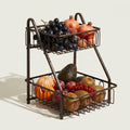 Premium 2-Tier Metal Wire Fruit Basket – Countertop Produce Organizer